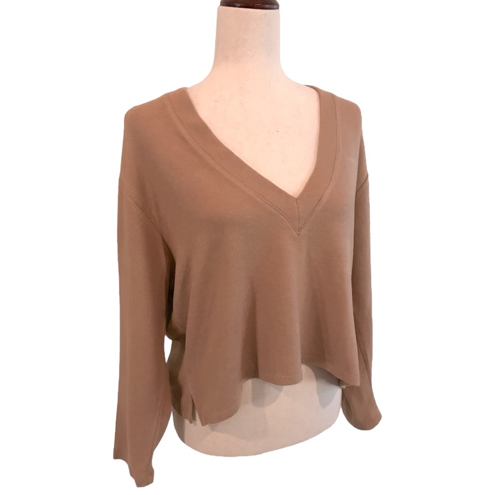 Leset Lori V-Neck Sweater Dune Camel Color Size Medium New